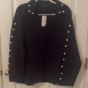 Simply Southern Navy Sweatshirt with Pearl Details